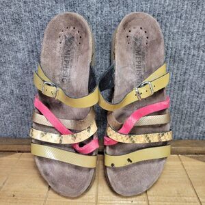 Mephisto Huleda Women's 39/ 9 US Multi Color Strappy Comfort Slide Sandals Cork